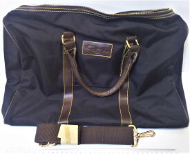 ボストンバック鞄　紺　茶色ショルダーストラップ付　約40cm　Ceti
