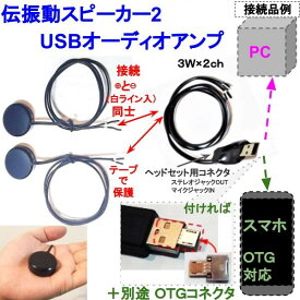 伝振動スピーカー2個　　＆USBオーディオアンプ　貼替簡単×小型大音量　　体感音響にも