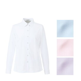 【営業日1〜2日発送】長袖 ニット ブラウス清潔　快適　着心地がいいノーアイロン　透けにくいイージーケア　洗濯機　ストレッチ抗菌　防臭　吸汗速乾　防汚ブルー　ピンクホワイト　パープル★U8120