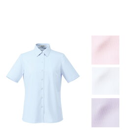 【営業日1〜2日発送】半袖 　ニット　ブラウス清潔　快適　着心地がいいノーアイロン　透けにくいイージーケア　洗濯機　ストレッチ抗菌　防臭　吸汗速乾　防汚ブルー　ピンクホワイト　パープル★U82150