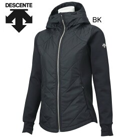 デサント　DESCENTE　レディース　フード付き 中わた ハイブリッドジャケット　DMWSJC32　BK ブラック　中綿入りウインドブレーカー　フルジップパーカー　フーディー　セール