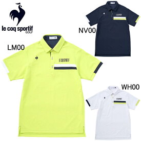 2025年春夏モデル　ルコックスポルティフ ゴルフ　le coq sportif GOLF　接触冷感 小柄ジャガード 半袖ポロシャツ　LG5SHS08M　サンスクリーン　ストレッチフォーサー　メンズ　ゴルフウエア　ルコックゴルフ