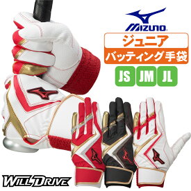 バッティンググローブ ジュニア ミズノ 少年用 野球 手袋 WILLDRIVE RED 1ejey240【配送方法メール便のみ】
