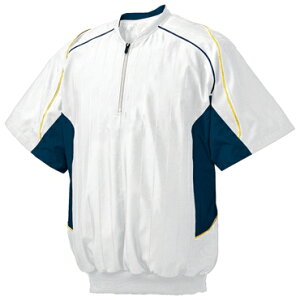 ミズノ ハーフジップジャケット 半袖 ホワイト×ネイビー 52ww38801