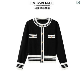 女性 黒 コート ニットウェア 夏 ショート スクープネック シングルブレスト レギュラースリーブ スリムフィット