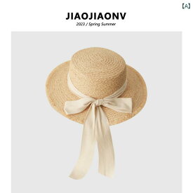 トップハット レディース フランス 春夏 旅行 ラフィア つば広 黒