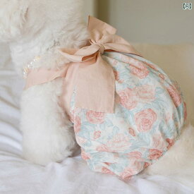 かわいい ペット服 プリンセスドレス ノースリーブ レトロ 花柄 オレンジ 紫
