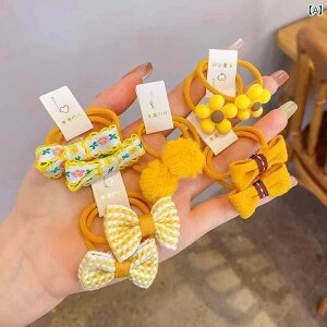 ヘアバンド 黄色 子供 ゴム リング ヘッド ロープ 髪を傷つけません 弾性 良い 弓 女の子 ベビー アクセサリー ネット レッド