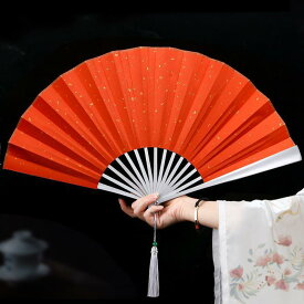 扇子 男性用 メンズ レディース 金属 フレーム アルミニウム 合金 白 フリンジ付き レトロ 夏 ポータブル グリーン 赤 イエロー
