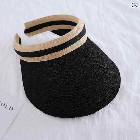 夏 帽子 便利 グッズ アウトドア トラベル サンバイザー 日焼け防止 トップ 麦わら ブラック ネイビー ピンク