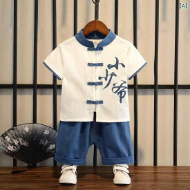 かわいい おしゃれ キッズ 子供 男の子 夏 半袖 唐服 綿 麻 レトロ 衣装 パフォーマンス ネイビー ワインレッド グリーン