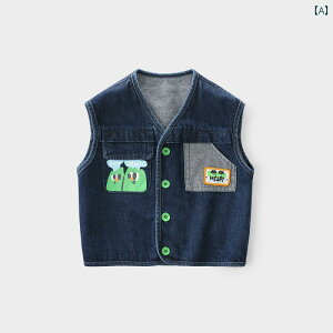 デニム ベスト キッズ 男の子 子供服 ノースリーブ ジャケット Gジャン アウター カジュアル チョッキ ソフト 新 ファッション おしゃれ 可愛い ブルー