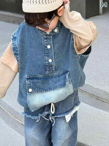 デニム ベスト キッズ 男の子 子供服 ノースリーブ ジャケット Gジャン アウター カジュアル チョッキ ソフト 新 ファッション おしゃれ 可愛い