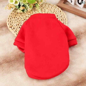 ペット 服 Lサイズ 犬 猫 新年 秋冬 裏起毛 暖かい 脱落 防止 スウェットシャツ プルオーバー レッド