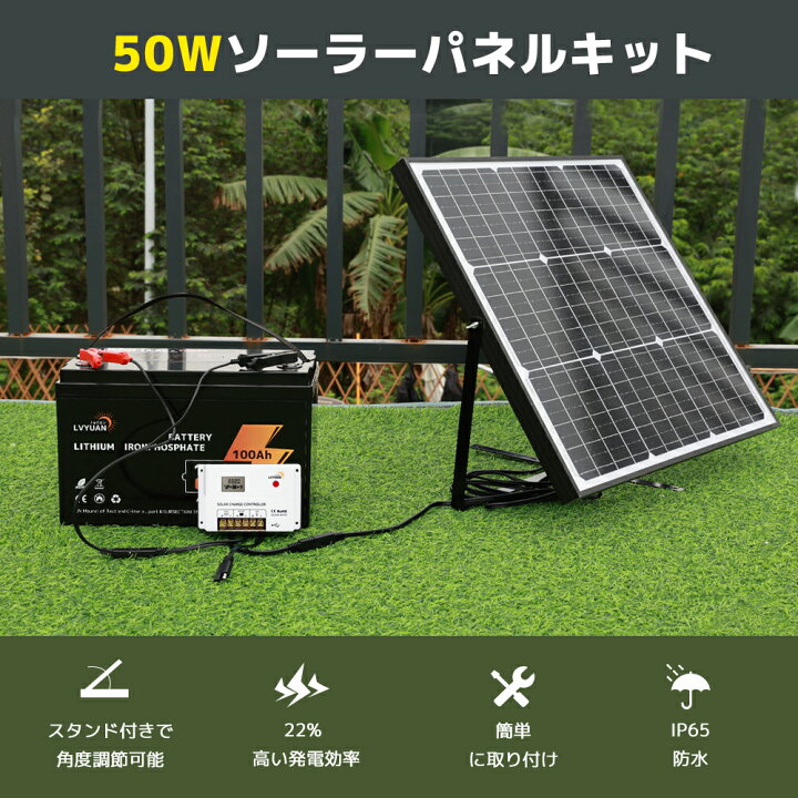 楽天市場】LVYUAN(リョクエン) 50W ソーラーパネルセット システム充電 