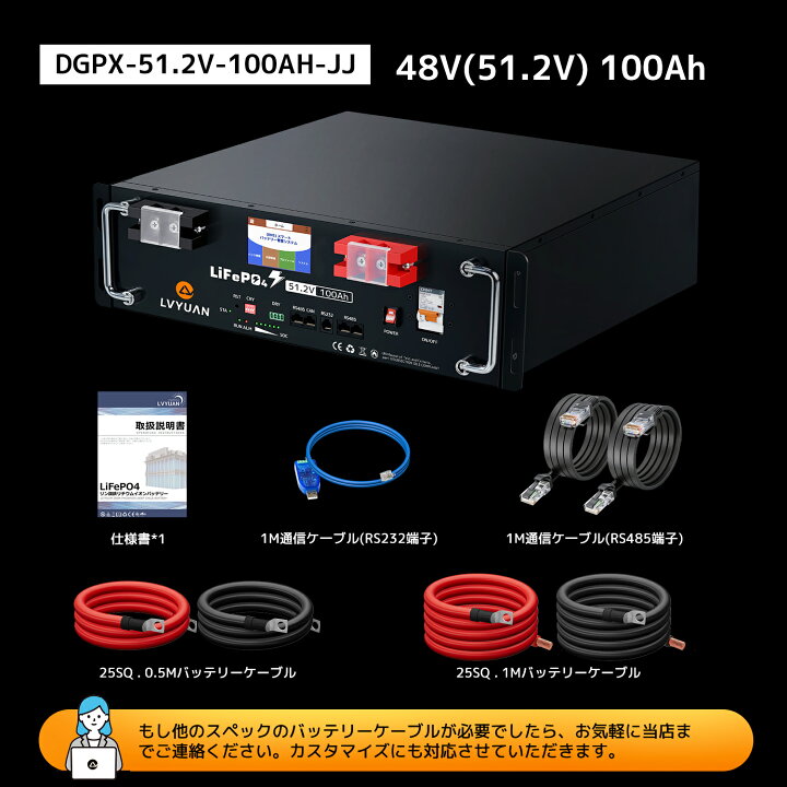 楽天市場】LVYUAN 51.2V/100Ah 5.12kWhリン酸鉄リチウムイオン 