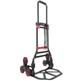 【クーポン適用で5,098円〜】LVYUAN キャリーカート 耐荷重75kg 折りたたみ 階段 段差 6輪の回転式タイヤ 台車 静音 軽量コンパクト 大型タイヤ 高さ調節 組み立て不要 荷物運搬 ハンドトラック 引越し アウトドア （カラー：ブラック&レッド&シルバー）