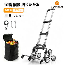 LVYUAN キャリーカート 階段 折りたたみ 軽量 アルミニウム合金 段差 台車 折りたたみ 階段 もらくらく 10個の車輪 360度回転 静音モデル 高さ調節 組み立て不要 荷物運搬 ハンドトラック 引越し 釣り アウトドア 耐荷重75kg