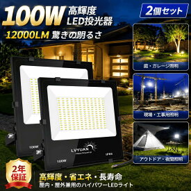 【2個セット】LED 投光器 50W/100W/200W/300W 高輝度 12000ML 屋外 防水 6500K昼光色 パネル 広角120度 ワークライト LED作業灯 緊急照明 ハイパワー 極薄型 アウトドア 30cmコード 夜間照明 現場工事 2年保証 省電力 長寿命