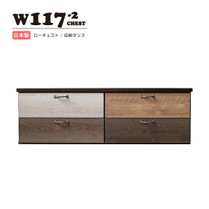 チェスト タンス ローチェスト たんす 木製 おしゃれ 衣装ケース 洋服タンス 2段 幅117cm 収納家具 完成品 リビング ロータイプ グラデーションカラー ベンチケース 引き出し 衣類収納 キャビ
