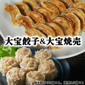 【国産銘柄豚 岩中】もちもち国産ジャンボ大宝餃子30個＆50gのジャンボ焼売15個 餃子　 シュウマイ 点心 ビッグ お取り寄せ グルメ 冷凍餃子 焼売 シューマイ しゅうまい おつまみ おうちごはん 横浜中華 惣菜 にんにく 肉汁 ギョウザ ぎょうざ ギフト 熨斗