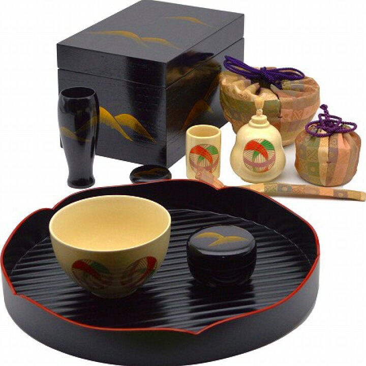 楽天市場】茶道具茶箱11点セット掻合塗り 遠山絵、花点前（てまえ 