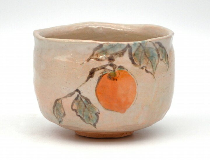 楽天市場】茶道具・茶器 抹茶茶碗楽焼 木守り（ きまもり ） 柿の絵  