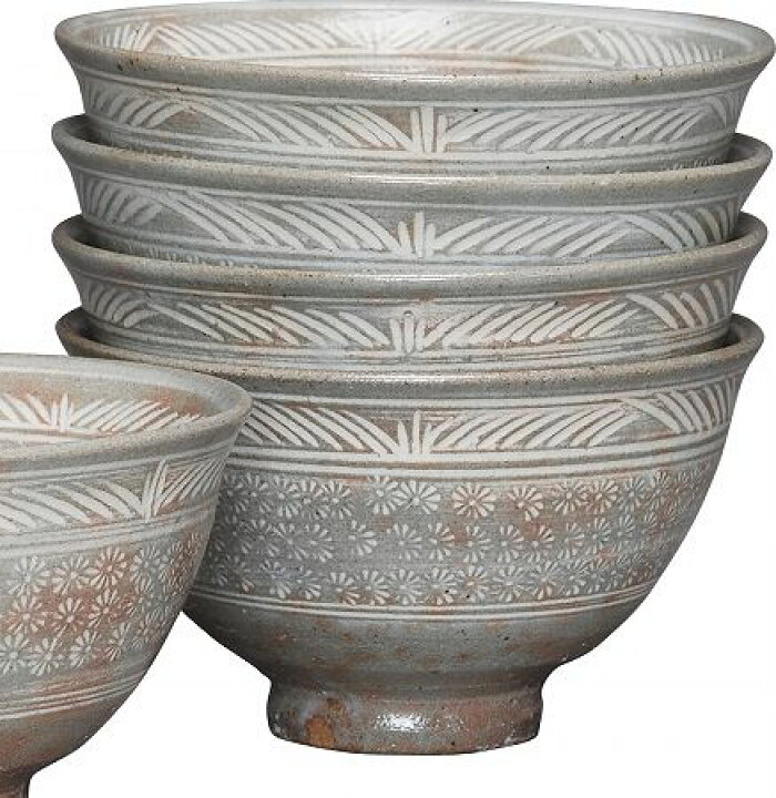 楽天市場】茶道具/茶器 抹茶茶碗 数茶碗 花三島 10客、黒石窯 作。桐 