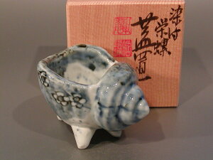 蓋置 染付 栄螺(さざえ)、 高野昭阿弥作