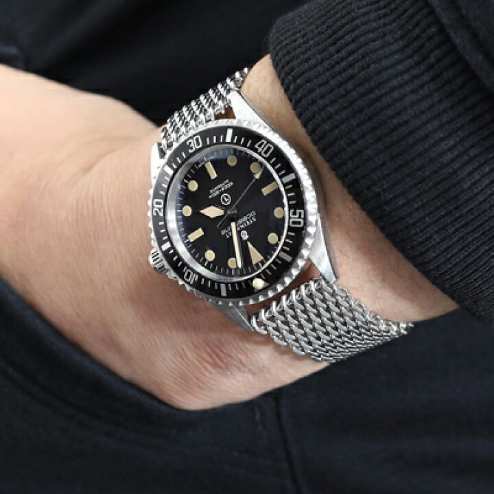 楽天市場】22mm MiLTAT テーパード シャークメッシュバンド ステンレス 