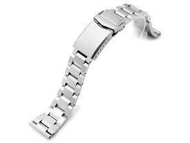 19mm メタル時計バンド ステンレススチール ヘクサッド3 ブレスレット ブラッシュドシルバー Vクラスプ ストレートエンド クイックリリース
