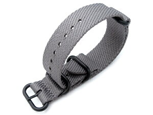 22mm MiLTAT 時計ベルト ZULU 4リング ナイロンツイル ミリタリーグレー バレットテール PVDブラックバックル