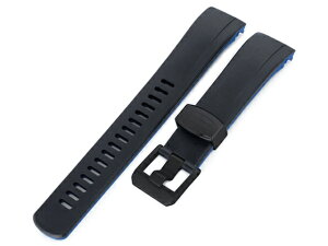 22mm Crafter Blue 時計ベルト NBRラバー ブラック&ブルー デュアルカラー PVDバックル カーブドエンド for セイコー サムライ SBDY025, SRPB55, SRPD09, SRPF07他 / キングサムライ