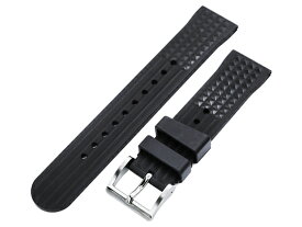 19mm MiLTAT 時計ベルト FKMラバー ブラック ワッフル ストレートエンド