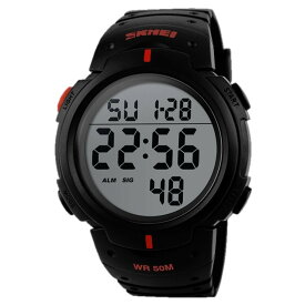 TAILOR JAPAN スポーツウォッチ スポーツ腕時計 デジタル腕時計 メンズ レディース 腕時計 スポーツ 腕時計 ウォッチ アラーム ストップウォッチ 防水機能 文字が大きくて見やすい ギフト 大文字盤 おしゃれ シンプル SKMEI（レッド）