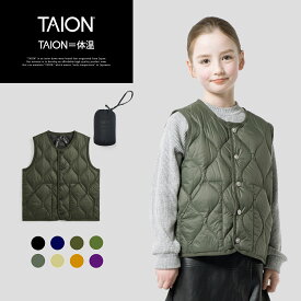 【公式】TAION (タイオン) ミリタリー クルーネックボタン ダウンベスト-ソフトシェル キッズ(TAION-K004ALSBML-1)