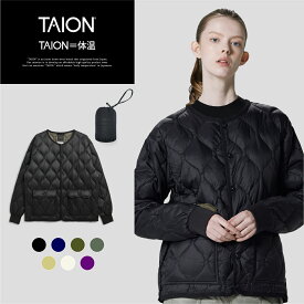 【公式】TAION (タイオン) ミリタリー オーバーサイズクルーネック ダウンジャケット-ソフトシェル レディース(TAION-W104LSBPML-1)
