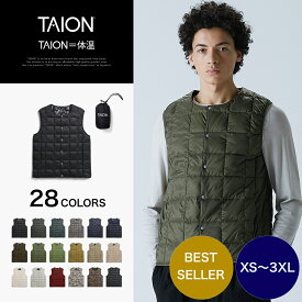 ［11/10 限定ポイント10倍］ 【公式】TAION（タイオン）ベーシック クルーネックボタン インナーダウンベスト メンズ (TAION-004)
