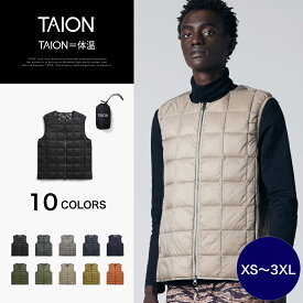［11/10 限定ポイント10倍］ 【公式】TAION（タイオン）ベーシック クルーネックWジップ ダウンベスト メンズ (TAION-004WZ)