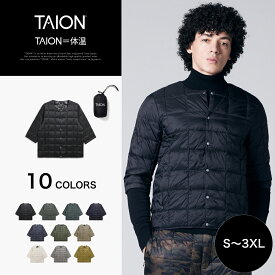 ［3/10(火)限定ポイント10倍］【公式】TAION (タイオン) ベーシック クルーネック七分袖 ダウンジャケット メンズ (TAION-014)