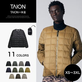 ［3/10(火)限定ポイント10倍］【公式】TAION（タイオン）ベーシック クルーネックWジップ ダウンジャケット ユニセックス (TAION-104WZ)