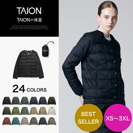 ［3/10(火)限定ポイント10倍］【公式】TAION（タイオン）ベーシック クルーネックボタン インナーダウンジャケット レディース (TAION-W104)