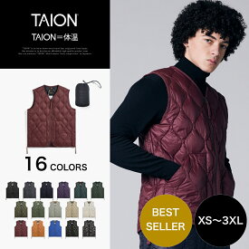 【公式】TAION (タイオン) ミリタリー VネックWジップ ダウンベスト-ソフトシェル ユニセックス(TAION-001ALSZML-1)