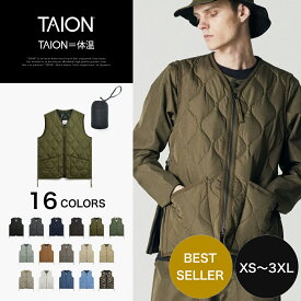 【公式】TAION (タイオン) ミリタリー Vネックジップ ダウンベスト ユニセックス(TAION-001ZML-1)