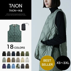 【公式】TAION (タイオン) ミリタリー クルーネックボタン ダウンベスト ユニセックス(TAION-004B2ML-1)