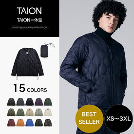 ［12/5 限定ポイント10倍］ 【公式】TAION (タイオン) ミリタリー VネックWジップ ダウンジャケット-ソフトシェル ユニセックス(TAION-101ALSZML-1)