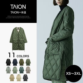 ［3/10(火)限定ポイント10倍］【公式】TAION (タイオン) ミリタリー Vネックジップ ダウンコート ユニセックス(TAION-101ZML-1LONG)