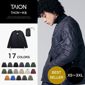 【公式】TAION (タイオン) ミリタリー クルーネック ダウンジャケット-ソフトシェル ユニセックス(TAION-104ALSBML-1)