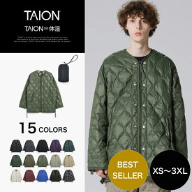 ［3/10(火)限定ポイント10倍］【公式】TAION (タイオン) ミリタリー M65 ライナーWジップ ダウンジャケット-ソフトシェル ユニセックス(TAION-M65LSZBML-1)