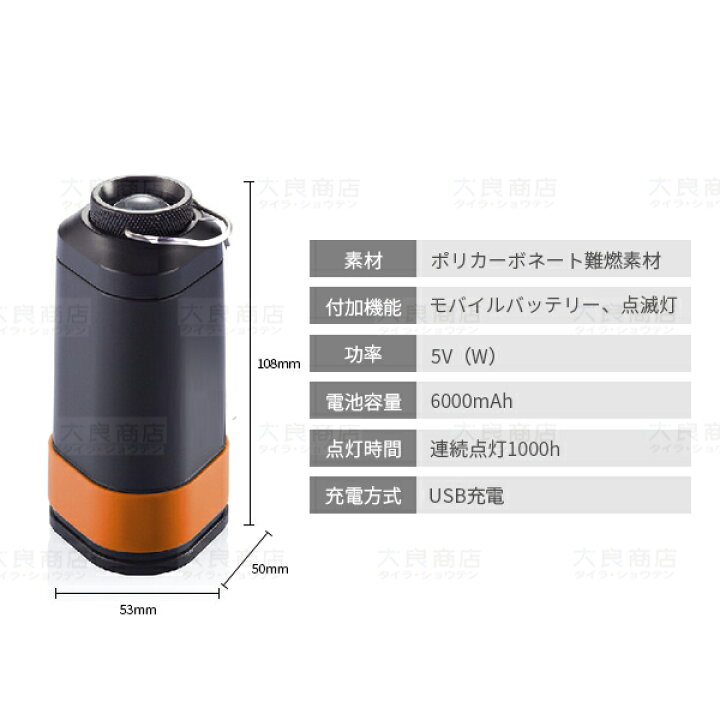 楽天市場 懐中電灯 ランタン両用 赤い光点滅灯 Usb充電式 モバイルバッテリー Cob Ledライト ミニ型 夜釣り 登山 防水 防災グッズ アウトドア Taira